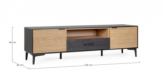 Mobile porta TV 154x40x44 in legno nero-nat