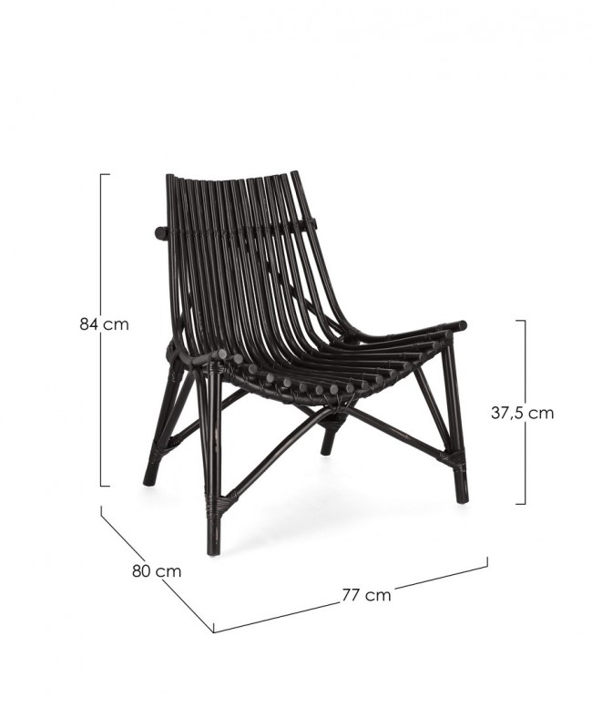 2x Sedia lounge nera 77x80x84h 37.5h1
