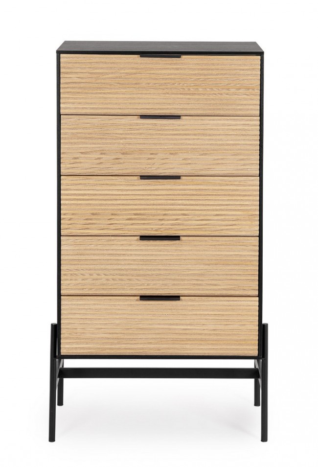 Cassettiera nera e naturale 64x40x115,5