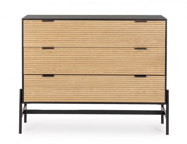 Cassettiera nera e naturale 104x40x81,5