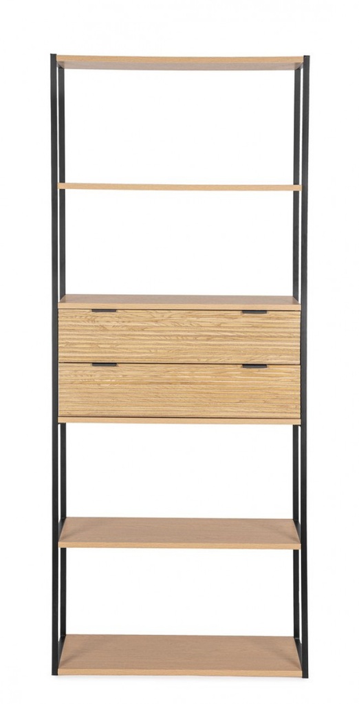 Libreria nera e naturale 84,5x35x200 cm
