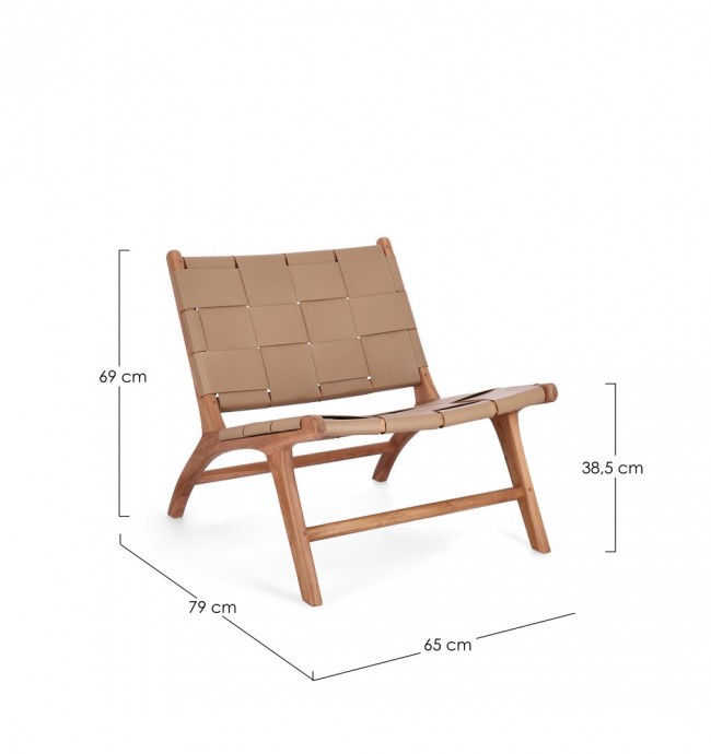 Poltrona lounge pelle 65x79x69 cm