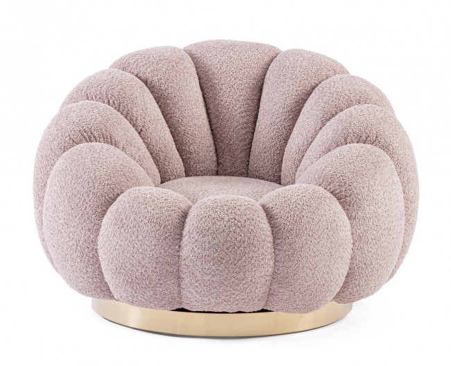 Poltrona girevole florel rosa antico 86x62x72