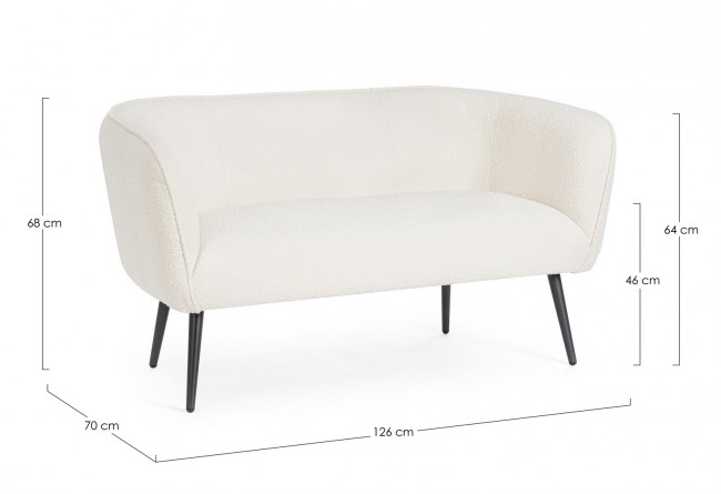 Divano 2 posti bianco boucle 126x70x68