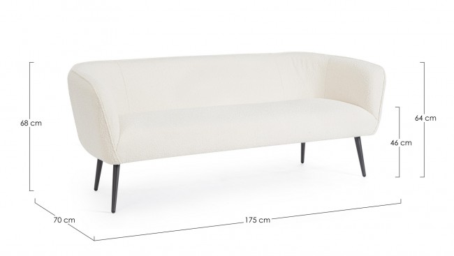 Divano 3 posti bianco boucle 175x70x68