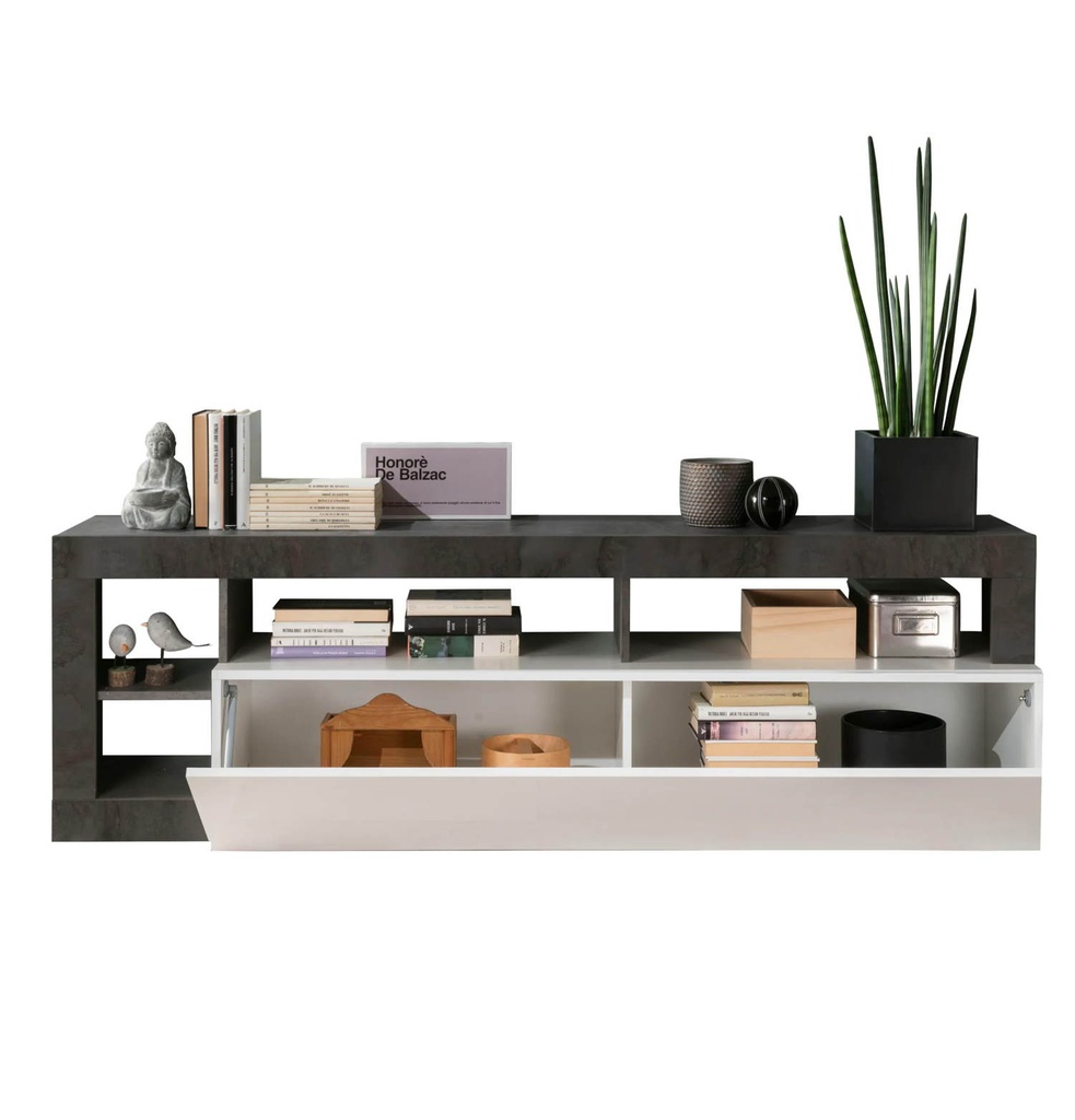 Porta TV bianco lucido 184x42x58