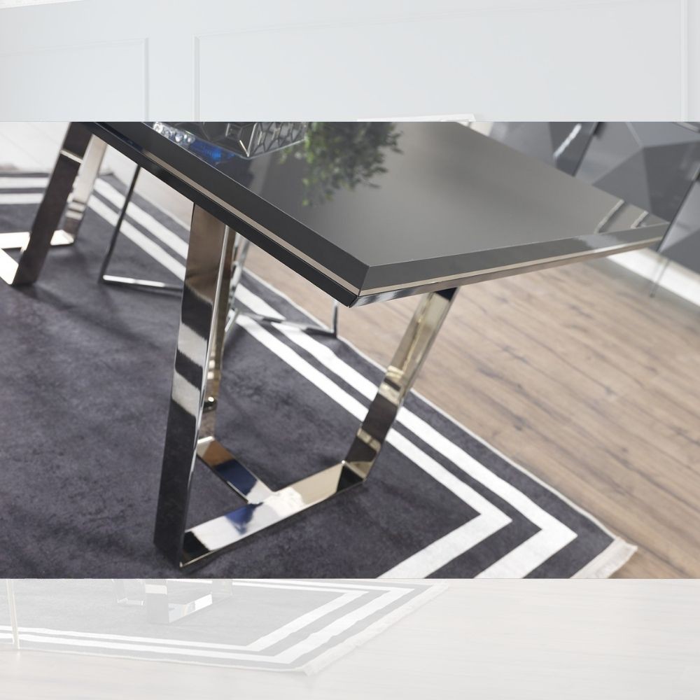 Tavolo grigio laccato lucido 185x95x78h