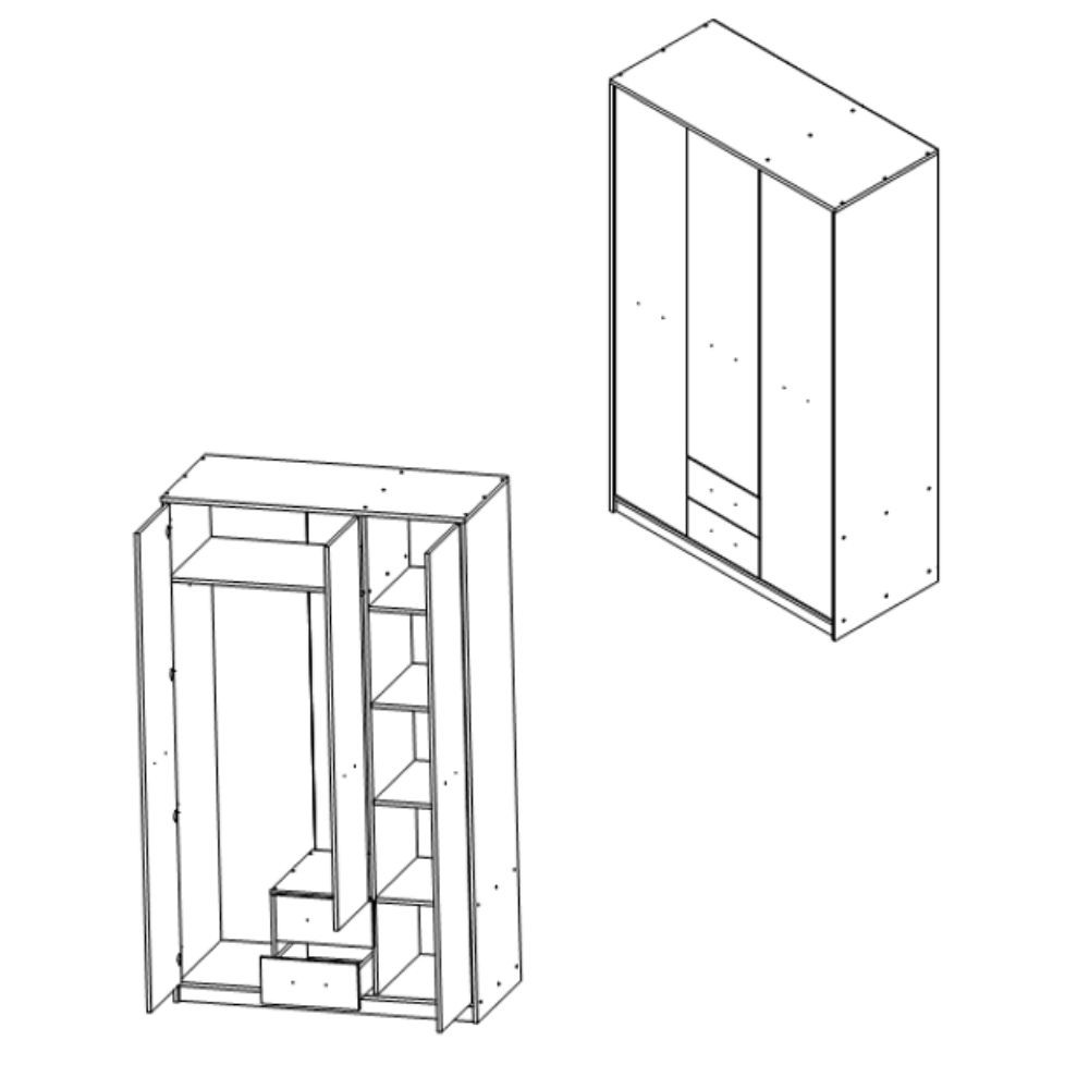 Armadio 118,5x54x196,5 cm 3 ante 2 cassetti