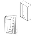 Armadio 118,5x54x196,5 cm 3 ante 2 cassetti