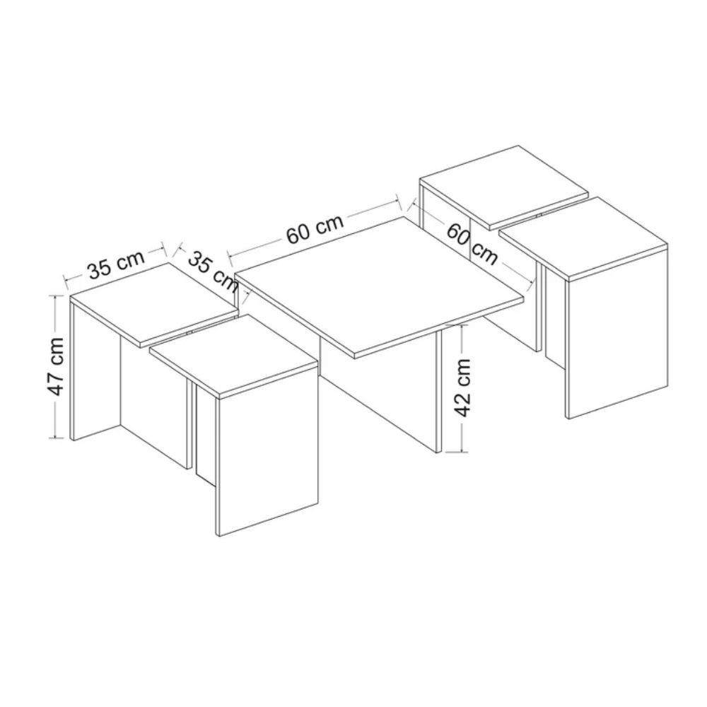 Set tavolini 60x60x42 cm