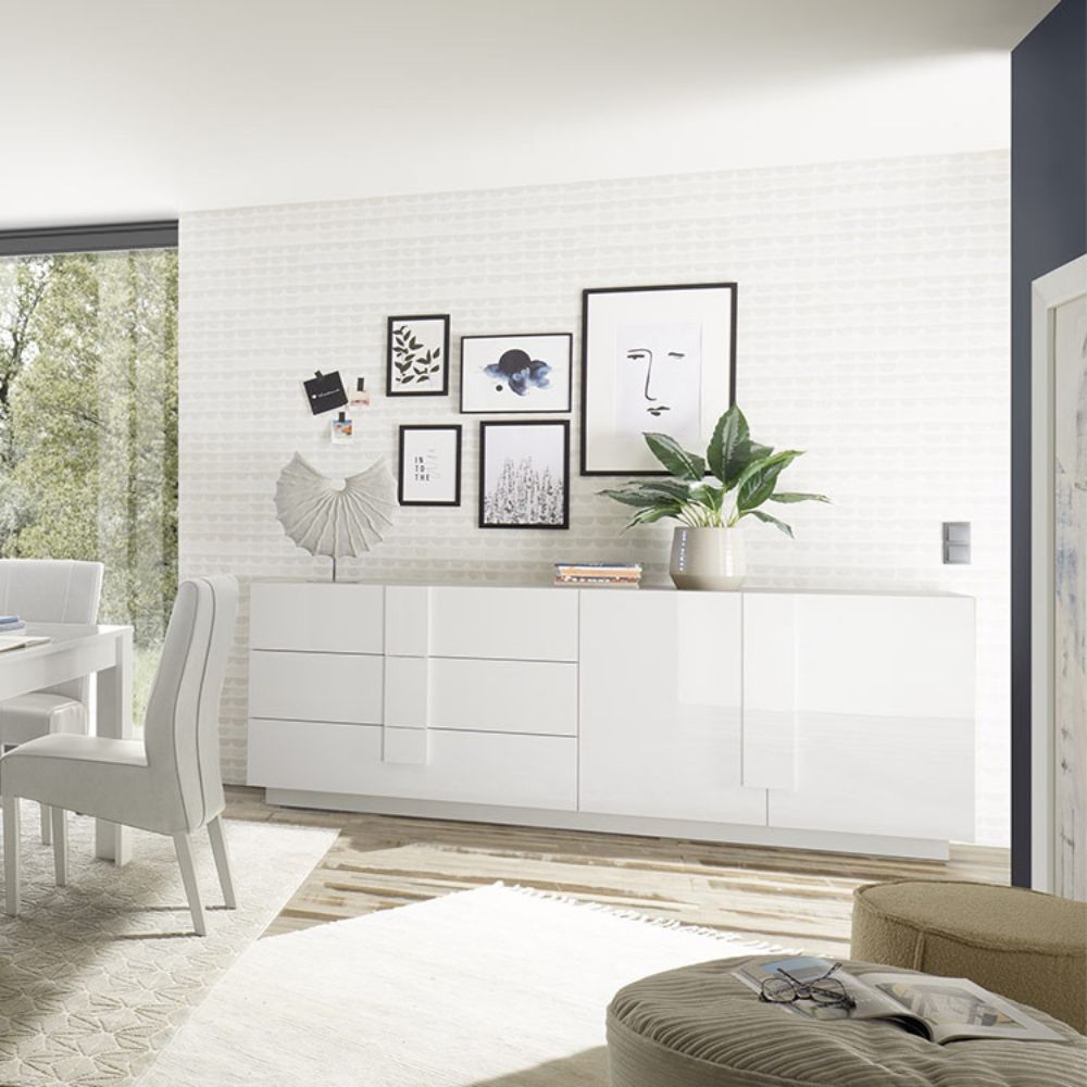 Madia bianco laccato 241x44x90