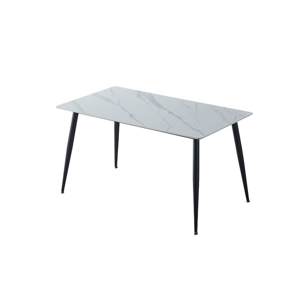 Tavolo rettangolare 140x80 effetto marmo bianco
