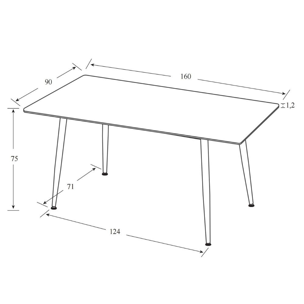 Tavolo rettangolare 160x90 effetto marmo