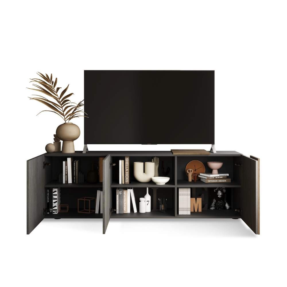 Porta TV 181x59x44 cm in titanio rovere