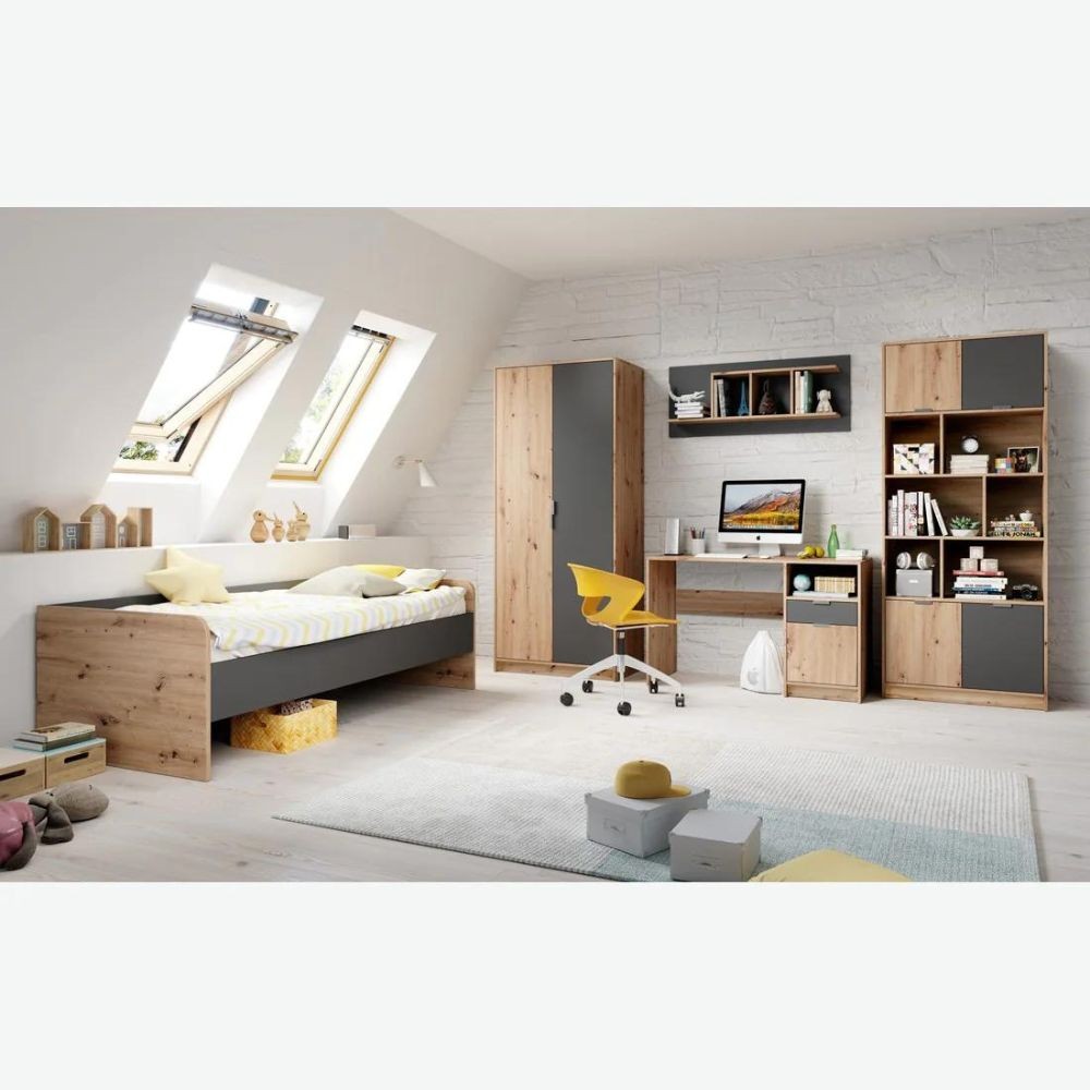 Parete attrezzata rovere e antracite 83x194x50,6