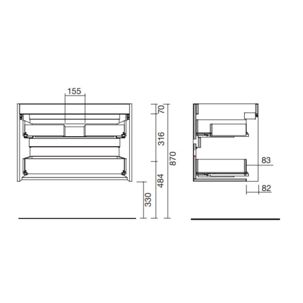 Mobile bagno sospeso bianco 100x45x56h