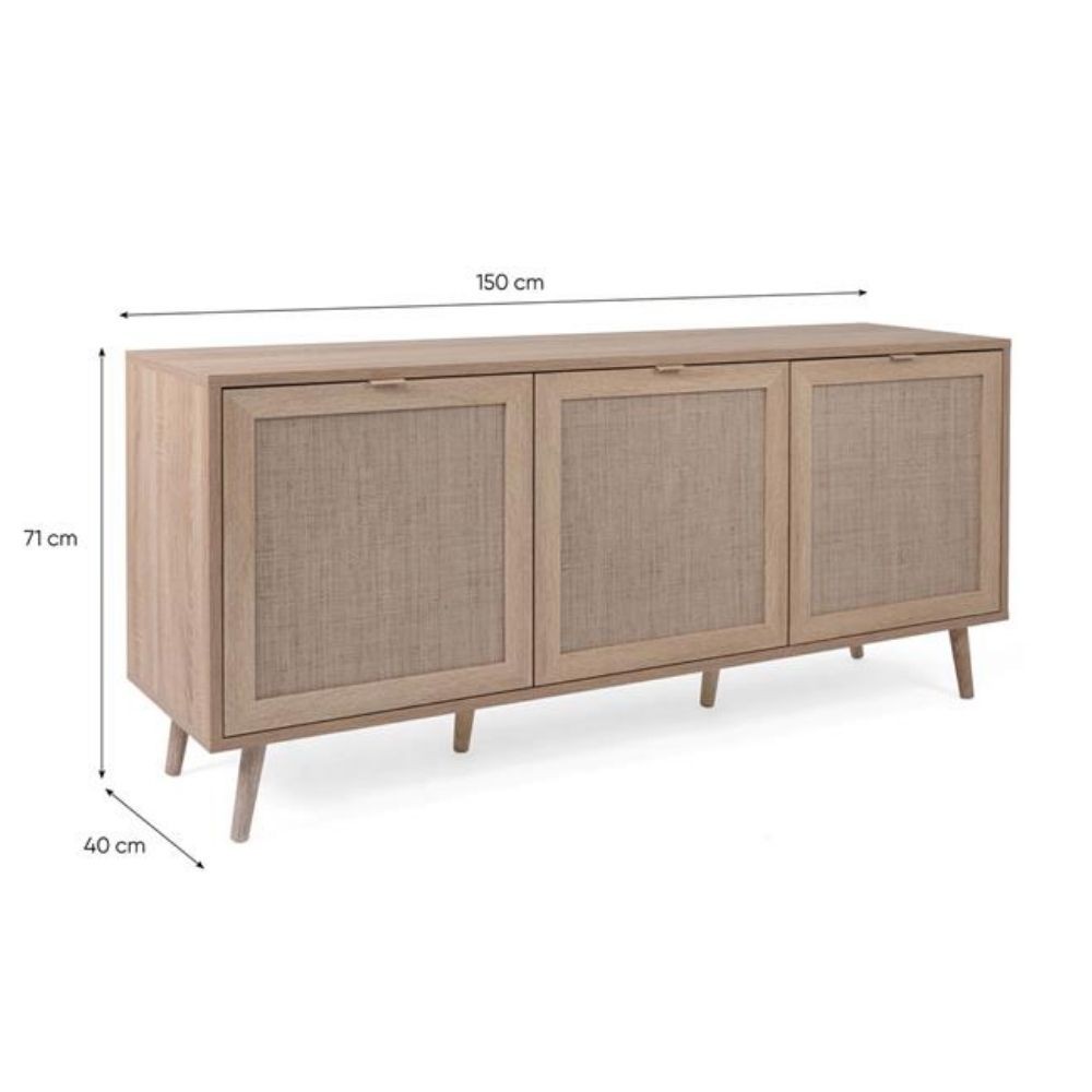 Madia effetto vimini 150x40x71 cm
