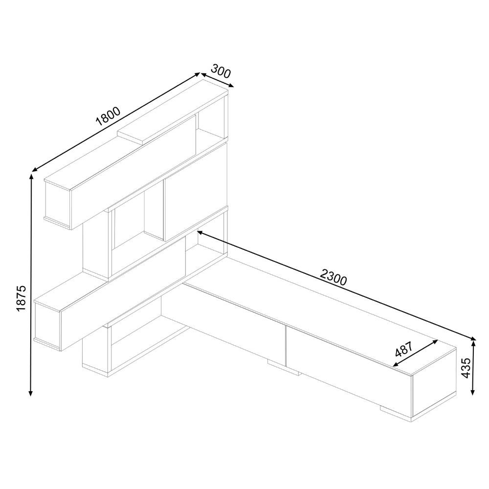 Parete attrezzata noce e bianco 187,5x48,7x293