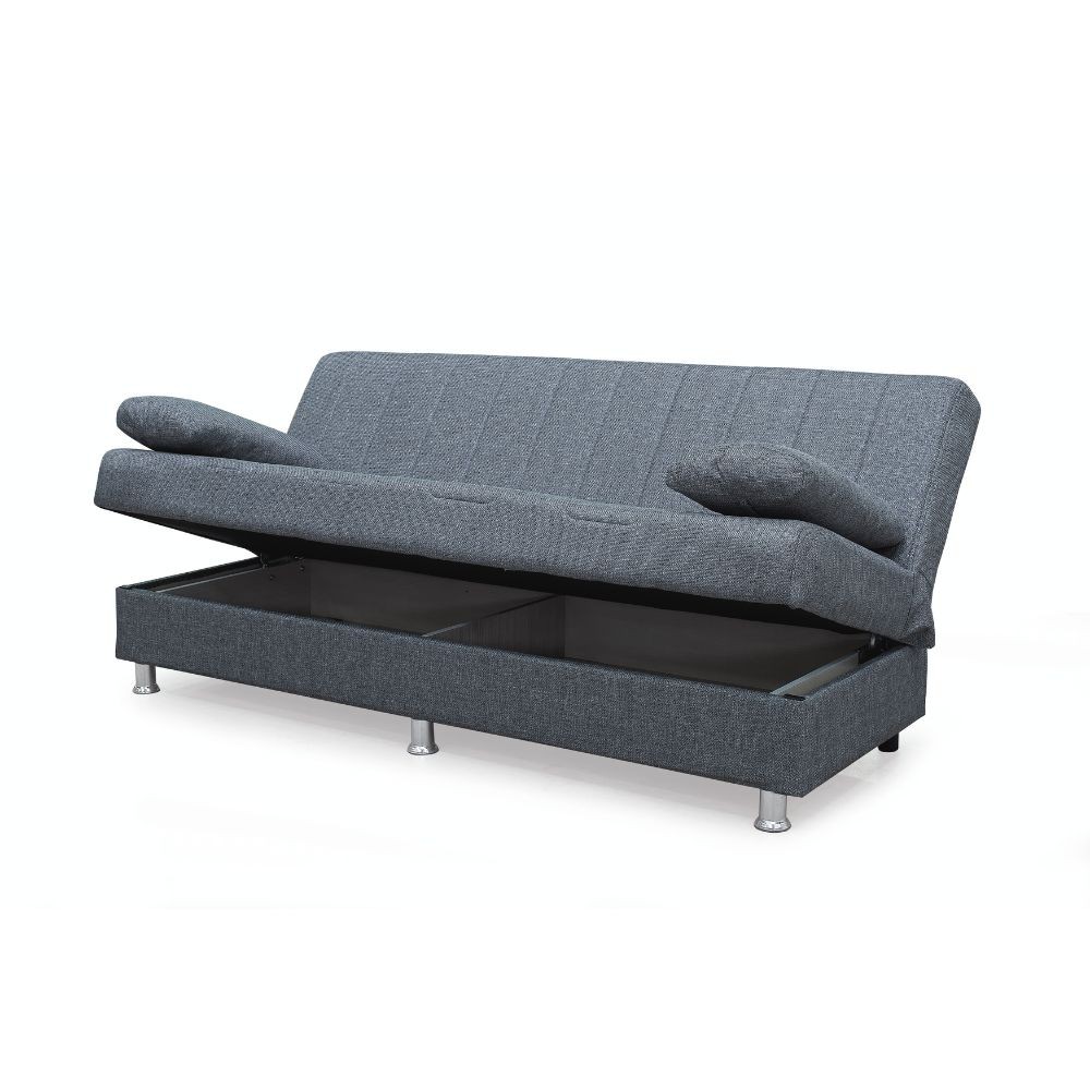 Divano letto contenitore 190x88x82 cm grigio
