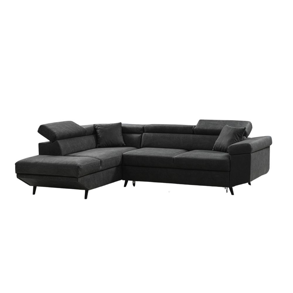 Divano letto angolare 297x206x77 cm grigio scuro