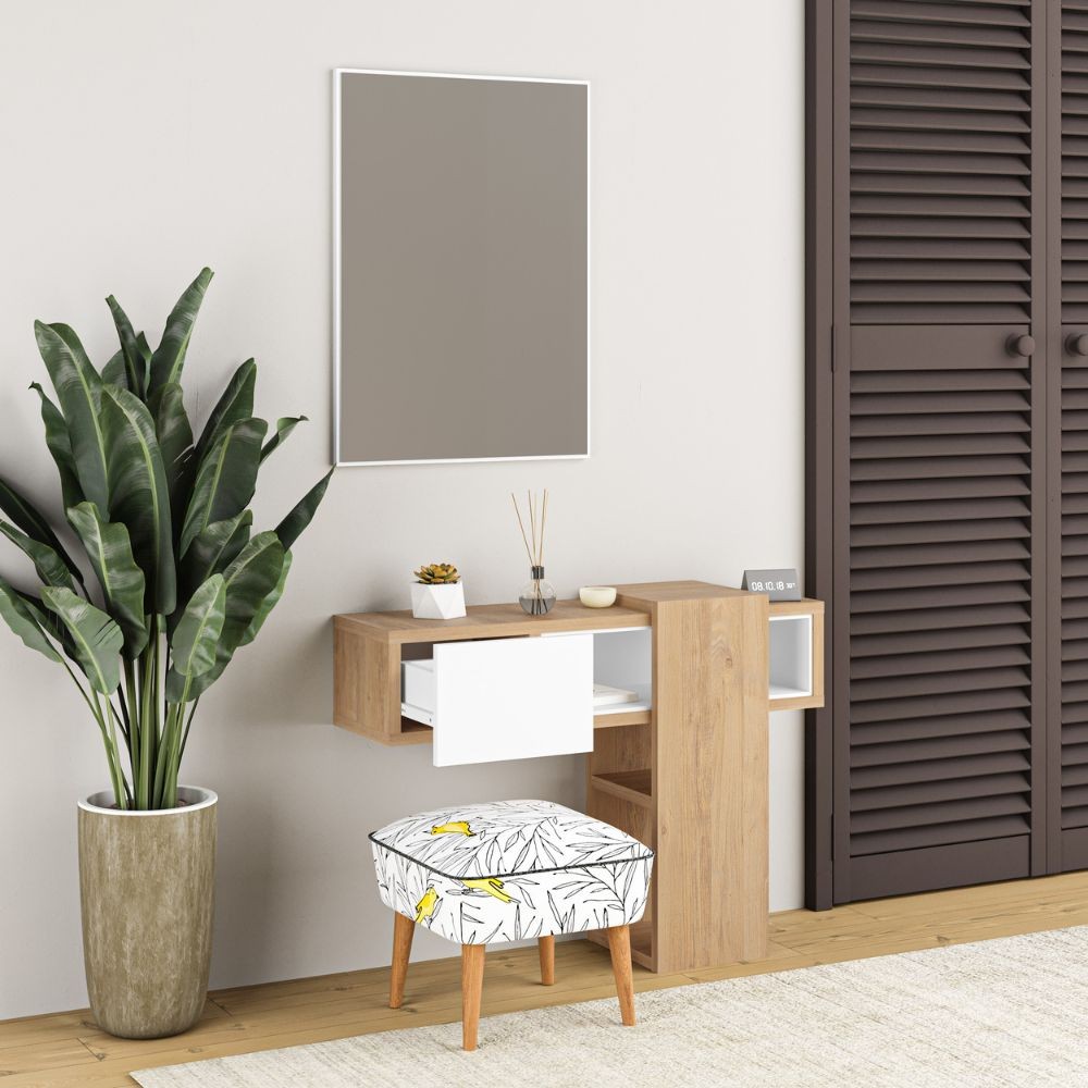 Ingresso rovere bianco con specchio 100x30x72.5