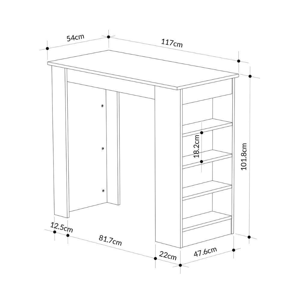 Tavolo alto bianco 117x54x101.8 cm