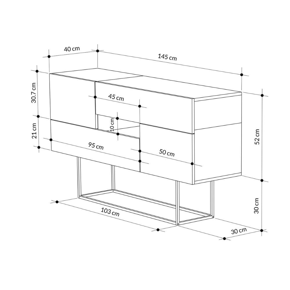 Madia light mocha 145x40x82 cm