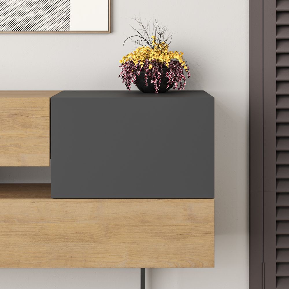Madia rovere e antracite 82x145x40 cm