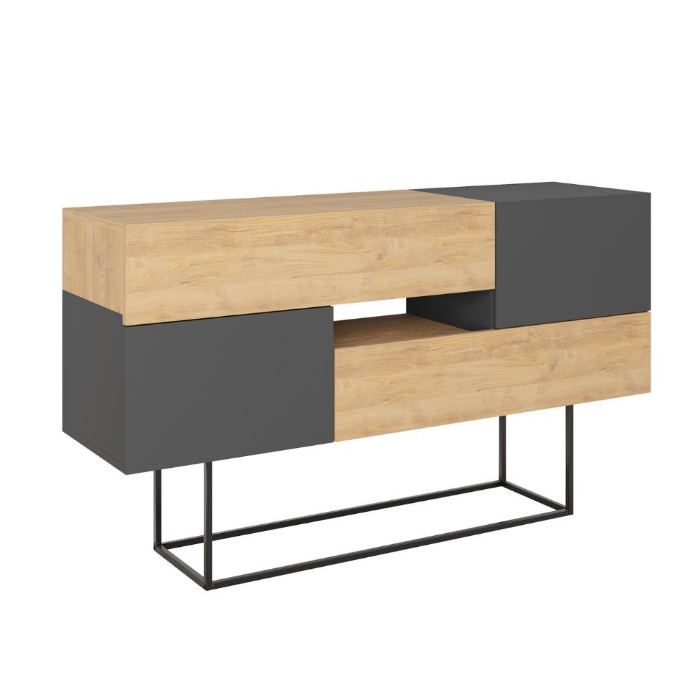 Madia rovere e antracite 82x145x40 cm