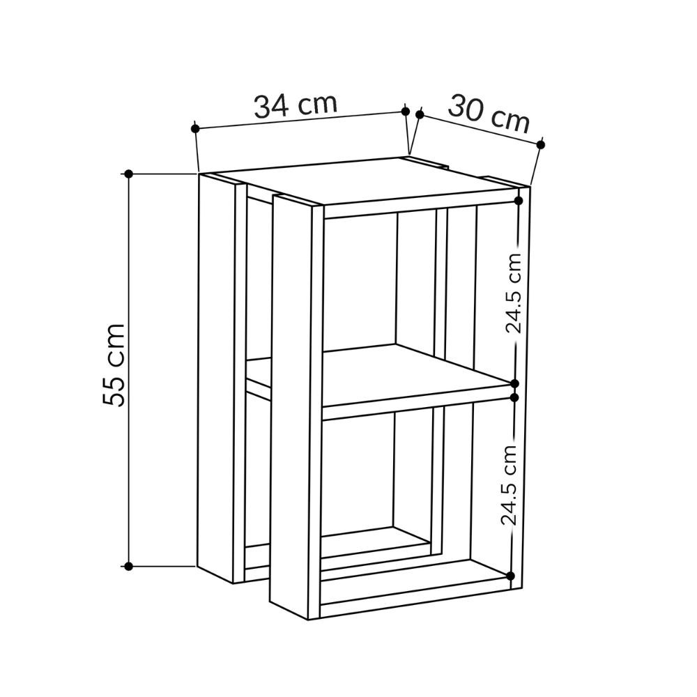Tavolino comodino antracite 55x30x34