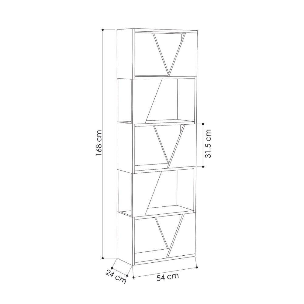 Libreria light 54x24x168 cm con 5 ripiani
