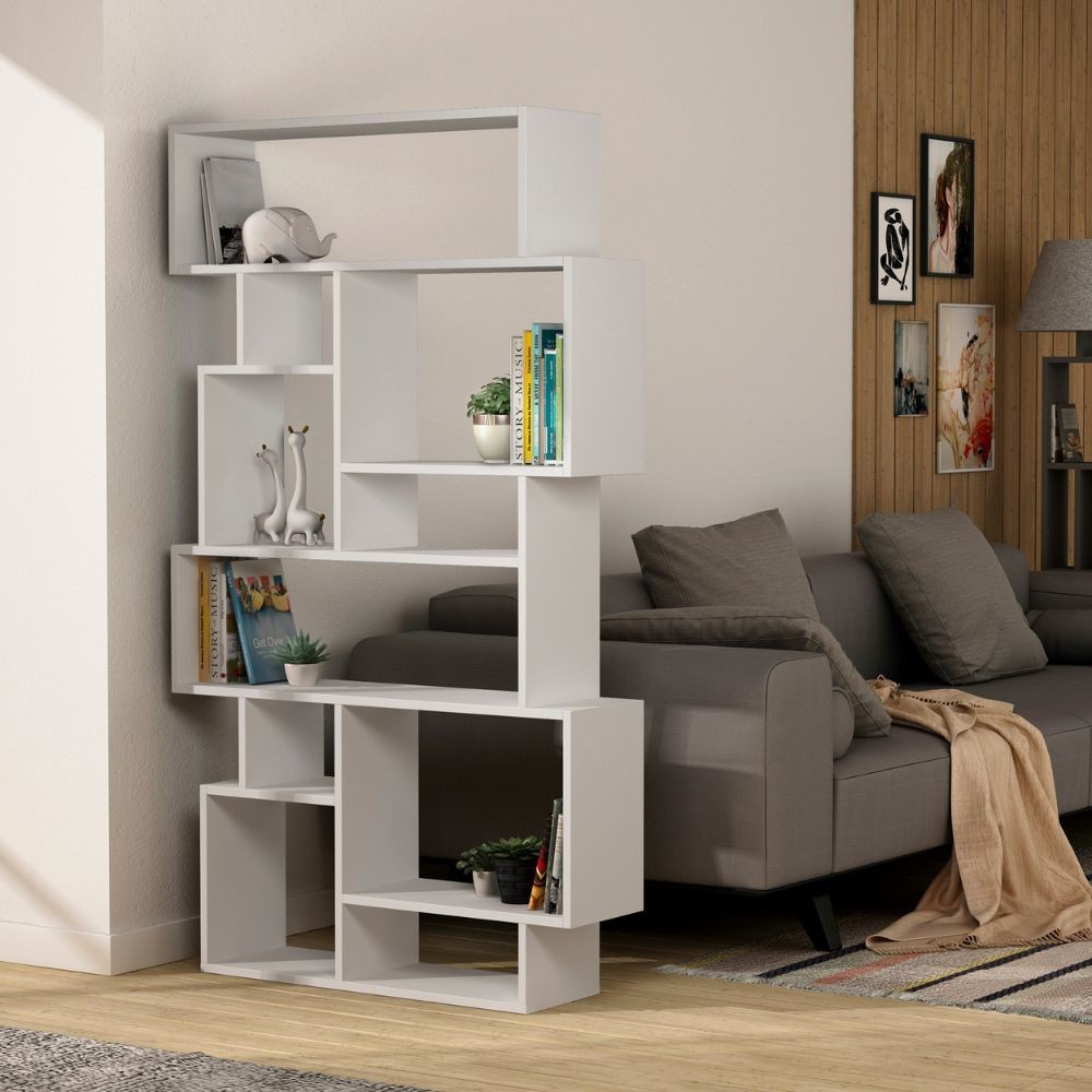 Libreria bifacciale bianca 96x25,5x168,5 cm