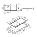 Lavello 90x50 cm gocciolatoio destro
