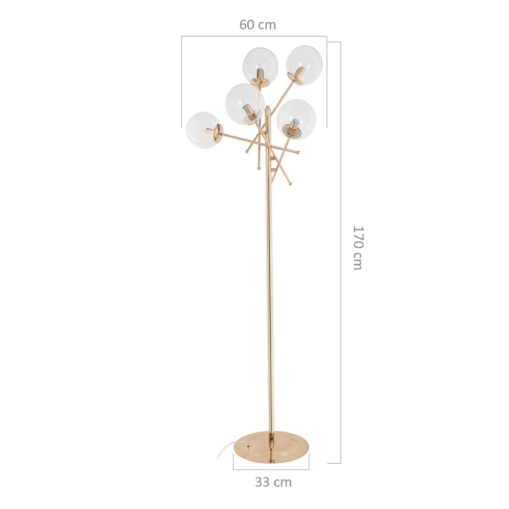 Lampada da terra oro 60x170 cm con 5 paralumi