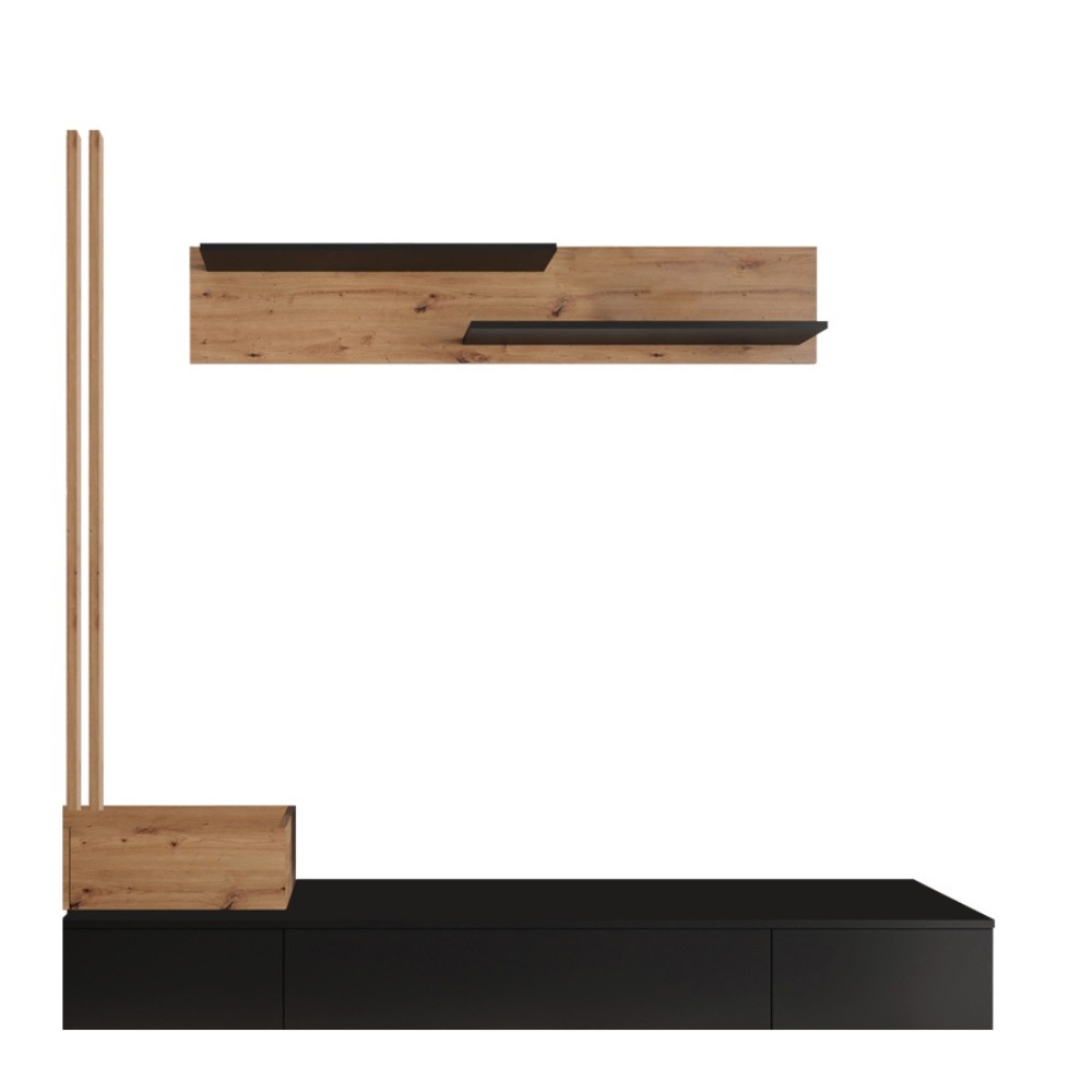 Parete attrezzata 250x42x200 cm rovere e nero