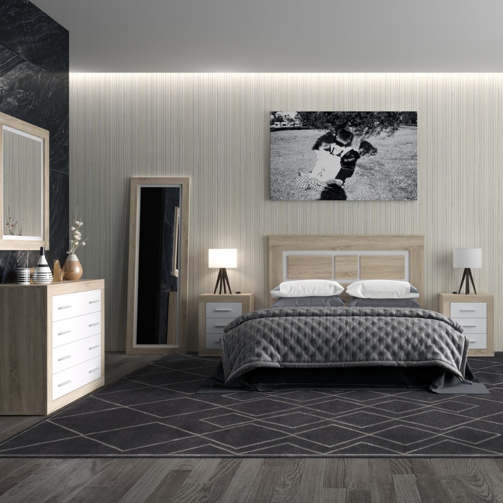 Cassettiera rovere e frontali bianchi 98x40x82