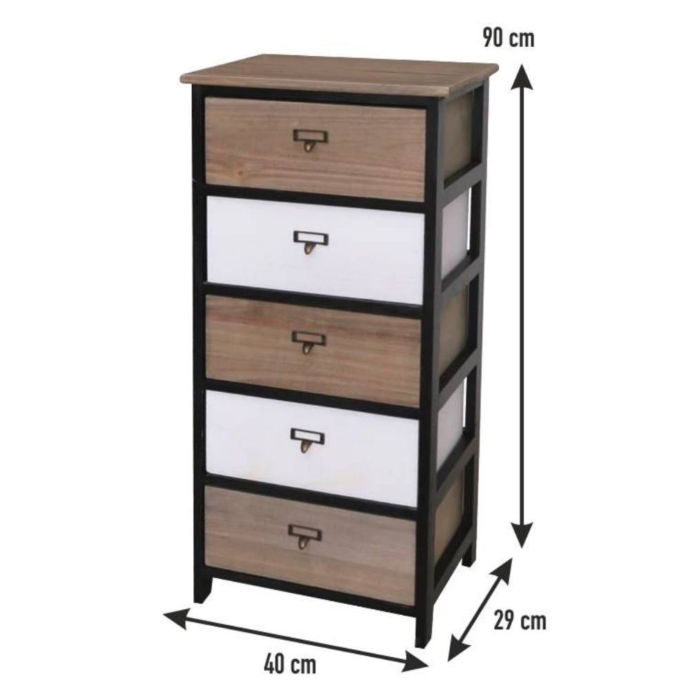 Cassettiera 40x29x90 cm 5 cassetti