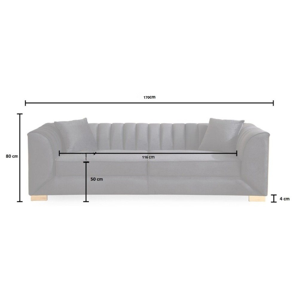 Divano marrone 80x170x95 cm gambe oro