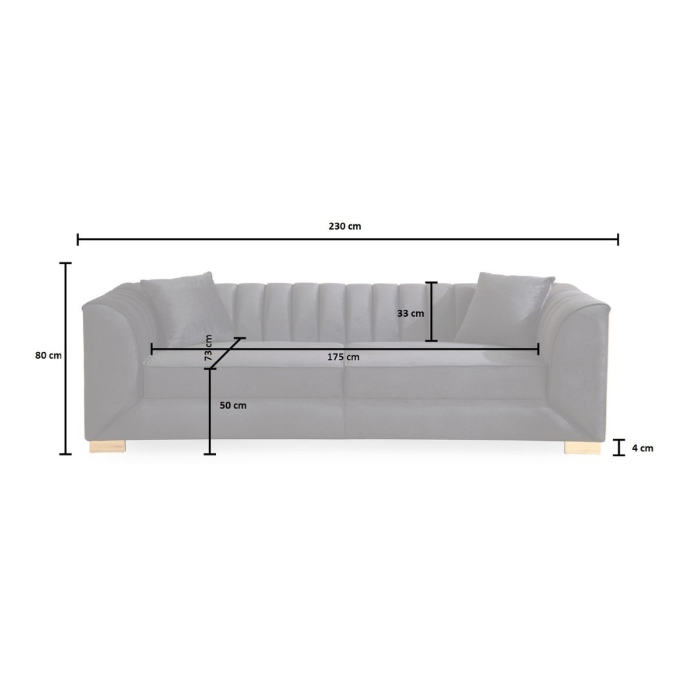 Divano marrone 230x80x95 cm gambe oro