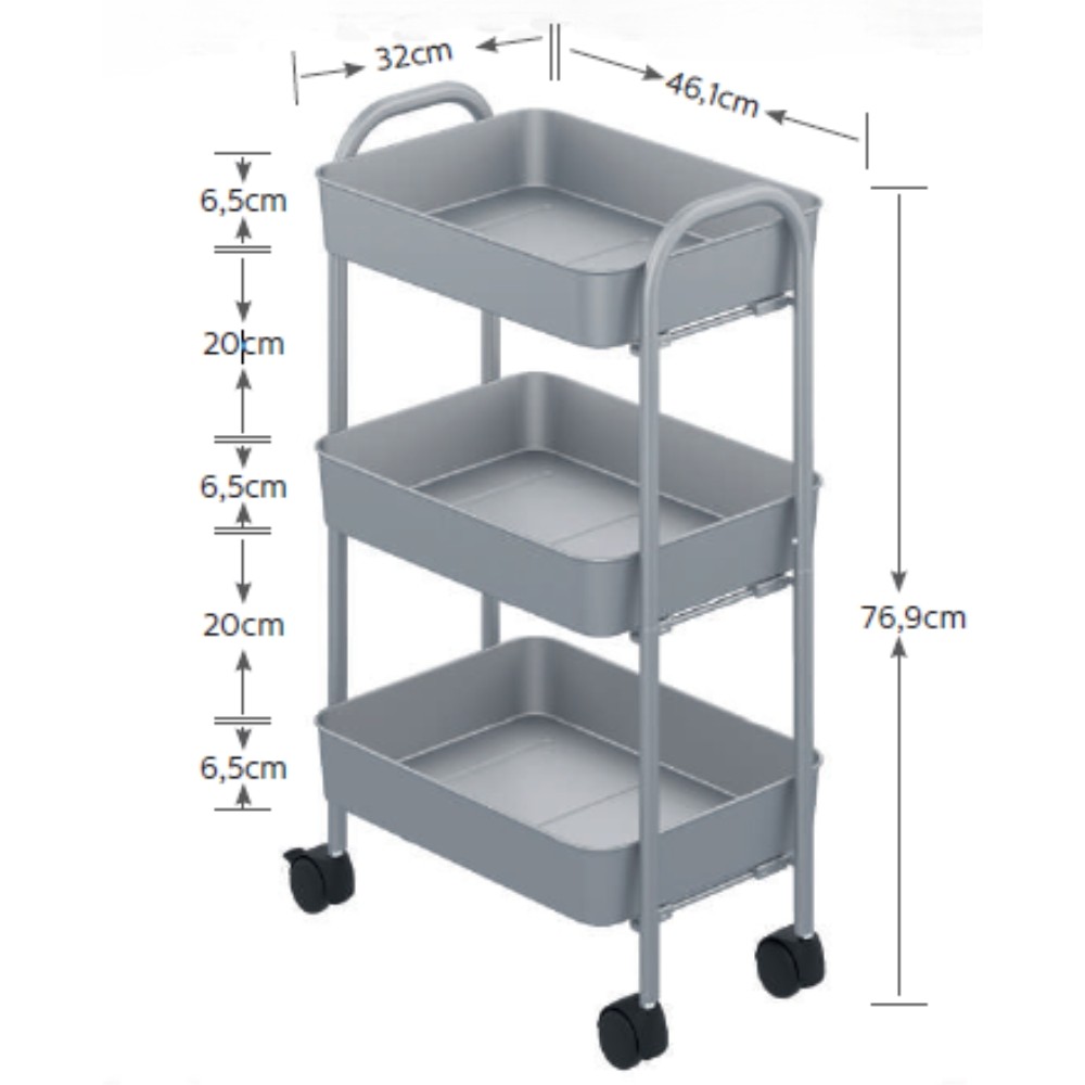 Carrello multiuso 30x41 cm con rotelle