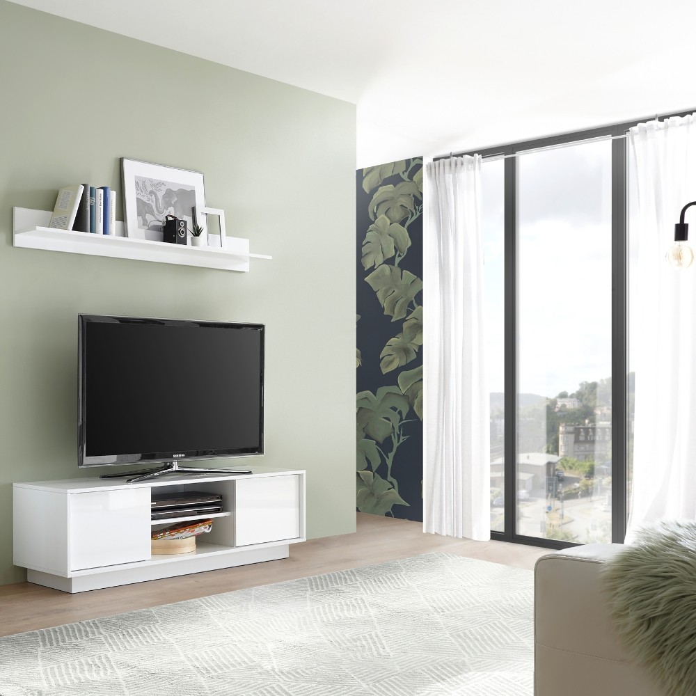 Base tv bianco lucido 139x44x43 cm