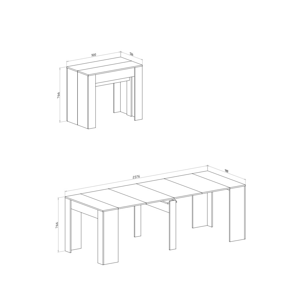 Consolle allungabile 90x51,6x76,6 cm