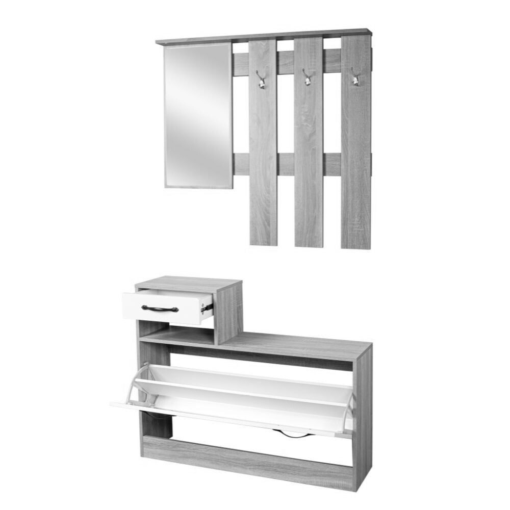 Mobile ingresso bianco 100x180x25 cm con specchio