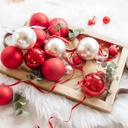 Set di 6 palline di Natale rosse 8 cm