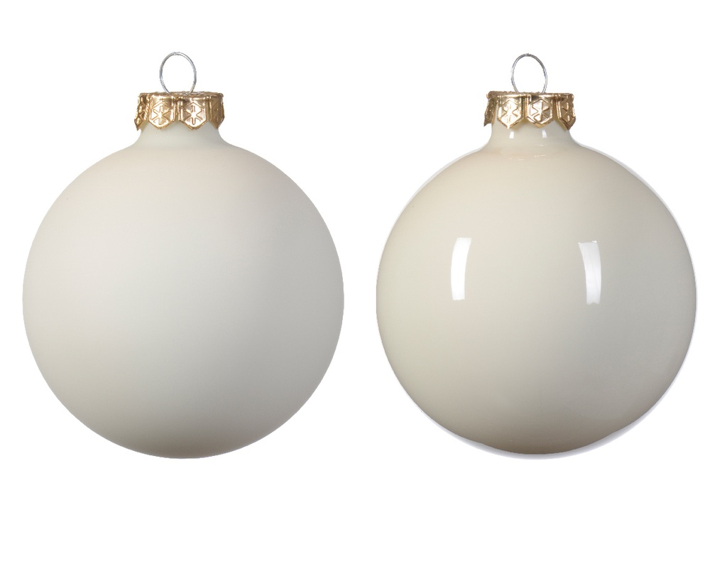Set di 6 palline di Natale 8 cm panna