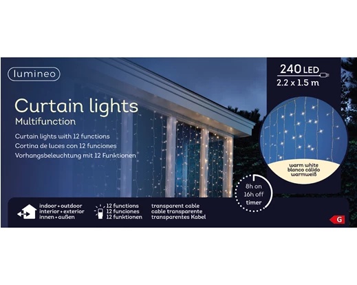 Luci a tenda LED 12 funzioni 225x150 cm