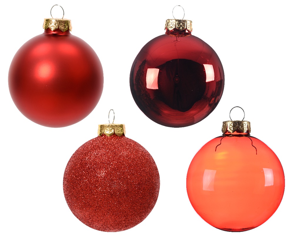 Palline di Natale rosse in vetro 42 pezzi