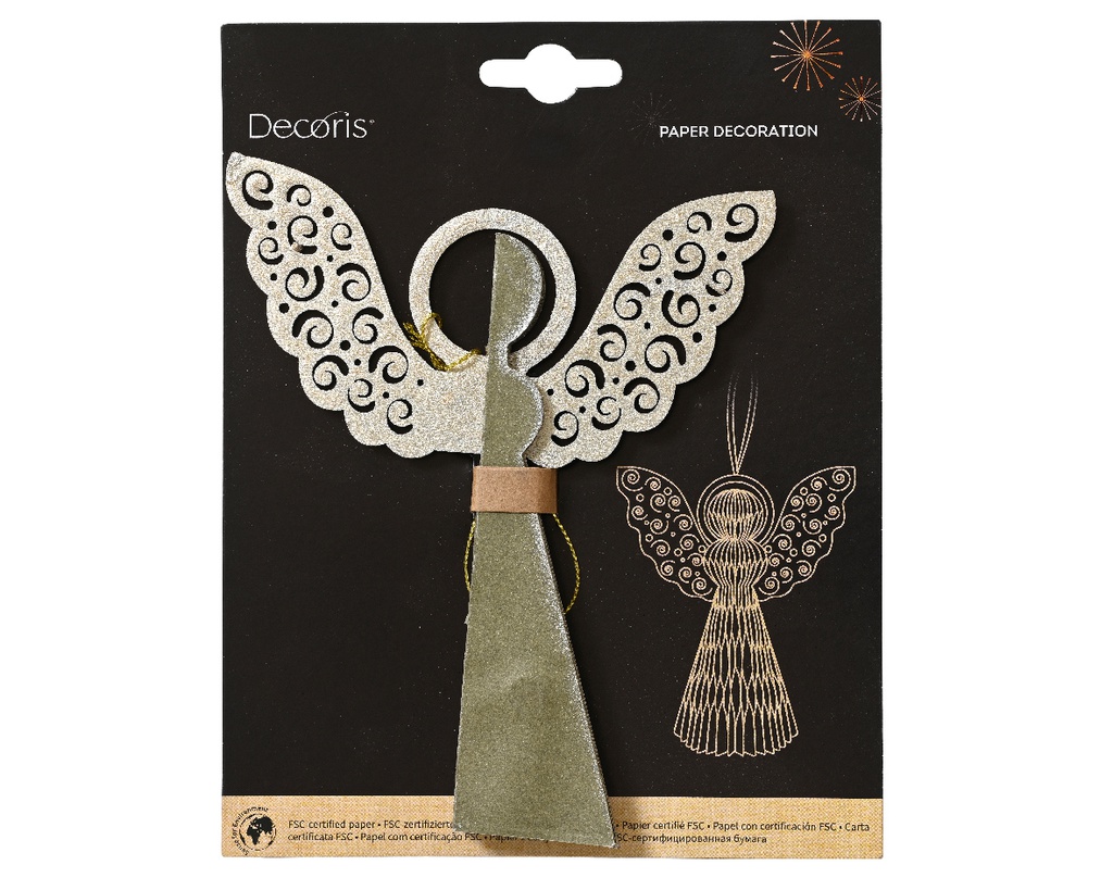 Pendente angelo natalizio verde 12,5x15 cm
