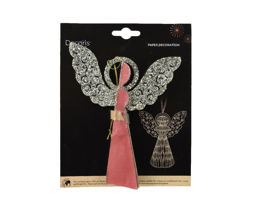 Pendente angelo natalizio rosso 12,5x15 cm