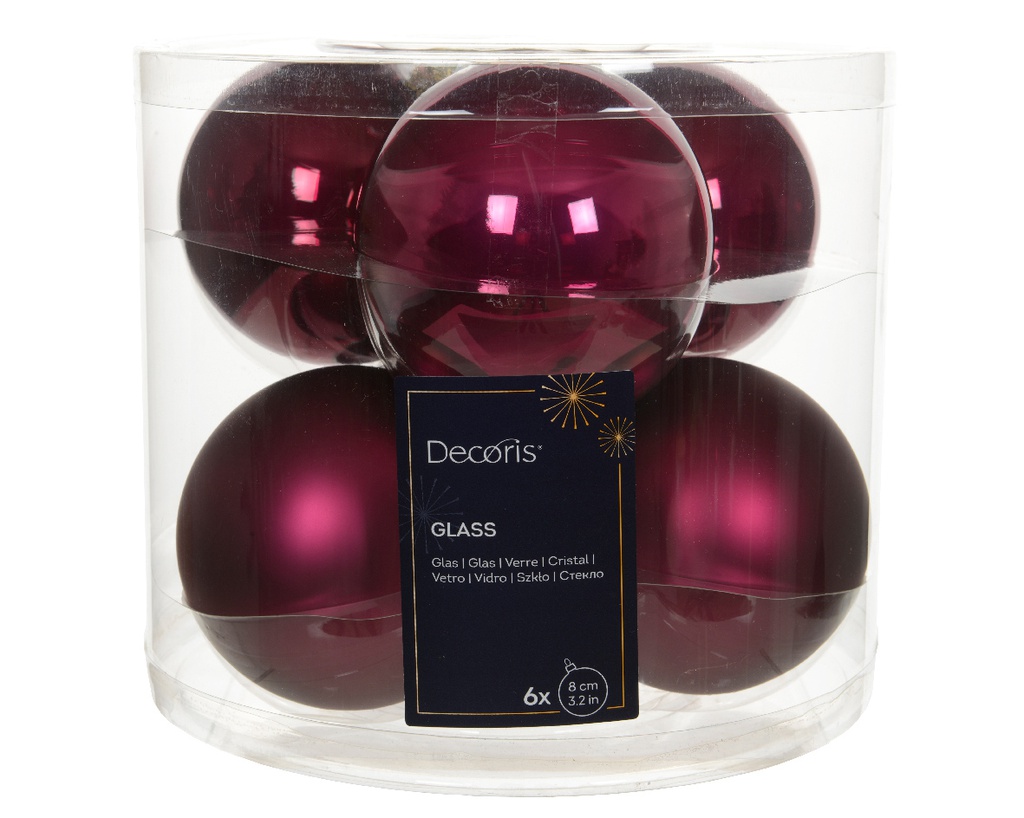 Set di 6 palline di Natale 8 cm melograno